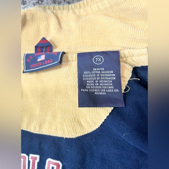 US Polo Assn kids Button Beige Bomber Button Up Jacket. Size: 7x Part Corduroy - Picture 13 of 14